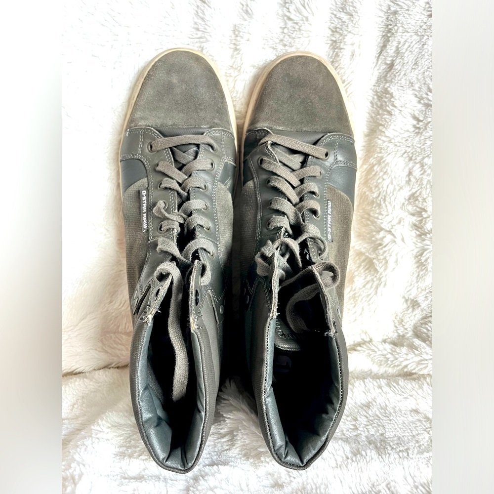 Grey Leather & Suede GStar high top men’s shoes. UK 10/EUR 44/US 11